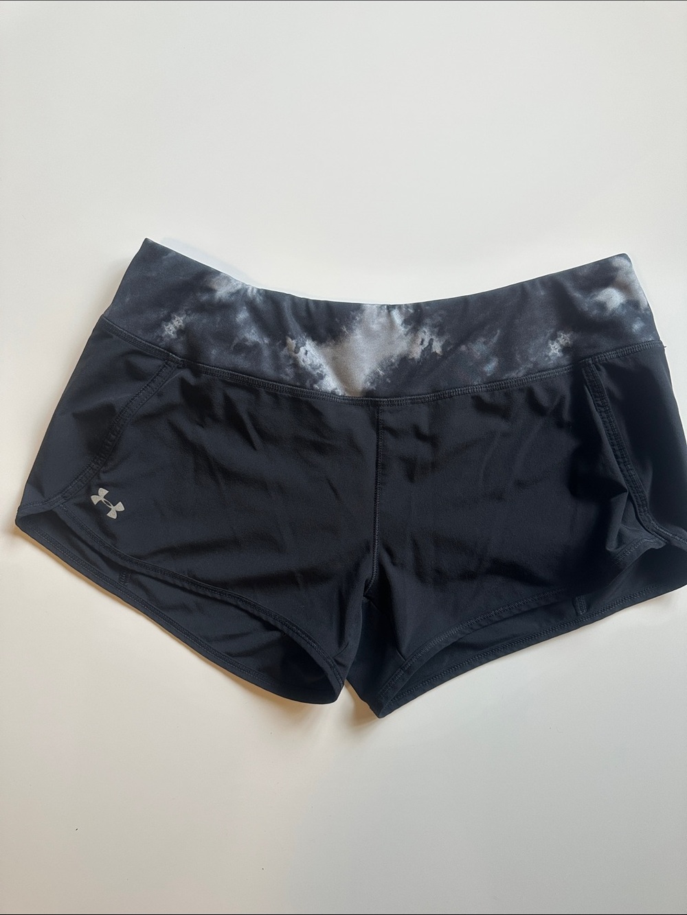 Under Armour Black Women's Athletic Shorts with Gray Tie-Dye Waistband